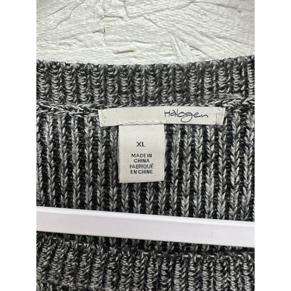 Halogen Womens Long Sweater Size XL Long Sleeve Black Gray Cashmere Viscose - Picture 3 of 7